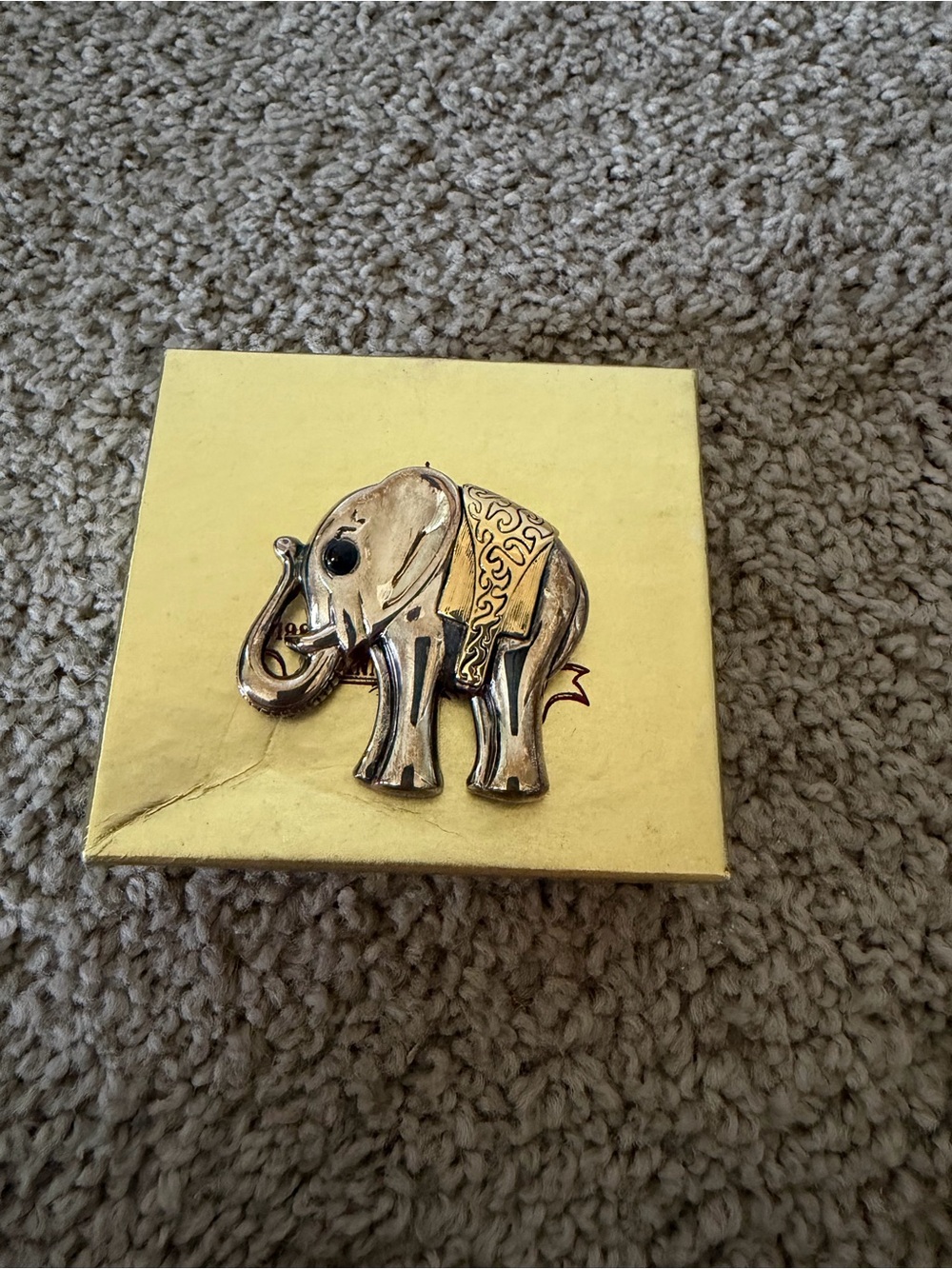 Premier Designs silver and gold tone elephant brooch